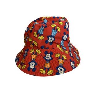 Mickey Mouse Disney Toddler Beach Bucket Cap Hat One‎ Size, Reversible, Red/Blue